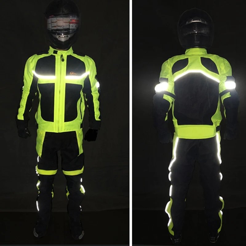 Motorcycle Jacket Summer Style Breathable Motorbike Riding Protective Armor Coat Night Reflective Warning Safety Clothing JK-21