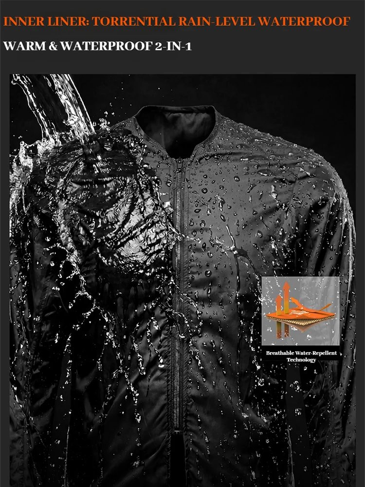 FEHER Motorcycle Jacket JK-062A All Seasons Waterproof and Windproof 2 Layers Breathable with TPU Shoulder Shell Riding Jackets