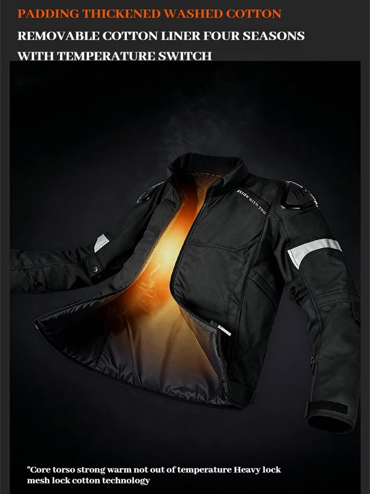 FEHER Motorcycle Jacket JK-062A All Seasons Waterproof and Windproof 2 Layers Breathable with TPU Shoulder Shell Riding Jackets