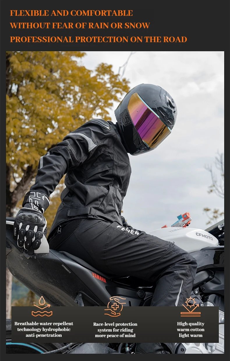 FEHER Motorcycle Jacket JK-062A All Seasons Waterproof and Windproof 2 Layers Breathable with TPU Shoulder Shell Riding Jackets FEHER Motorcycle Jacket JK-062A All Seasons Waterproof and Windproof 2 Layers Breathable with TPU Shoulder Shell Riding Jackets