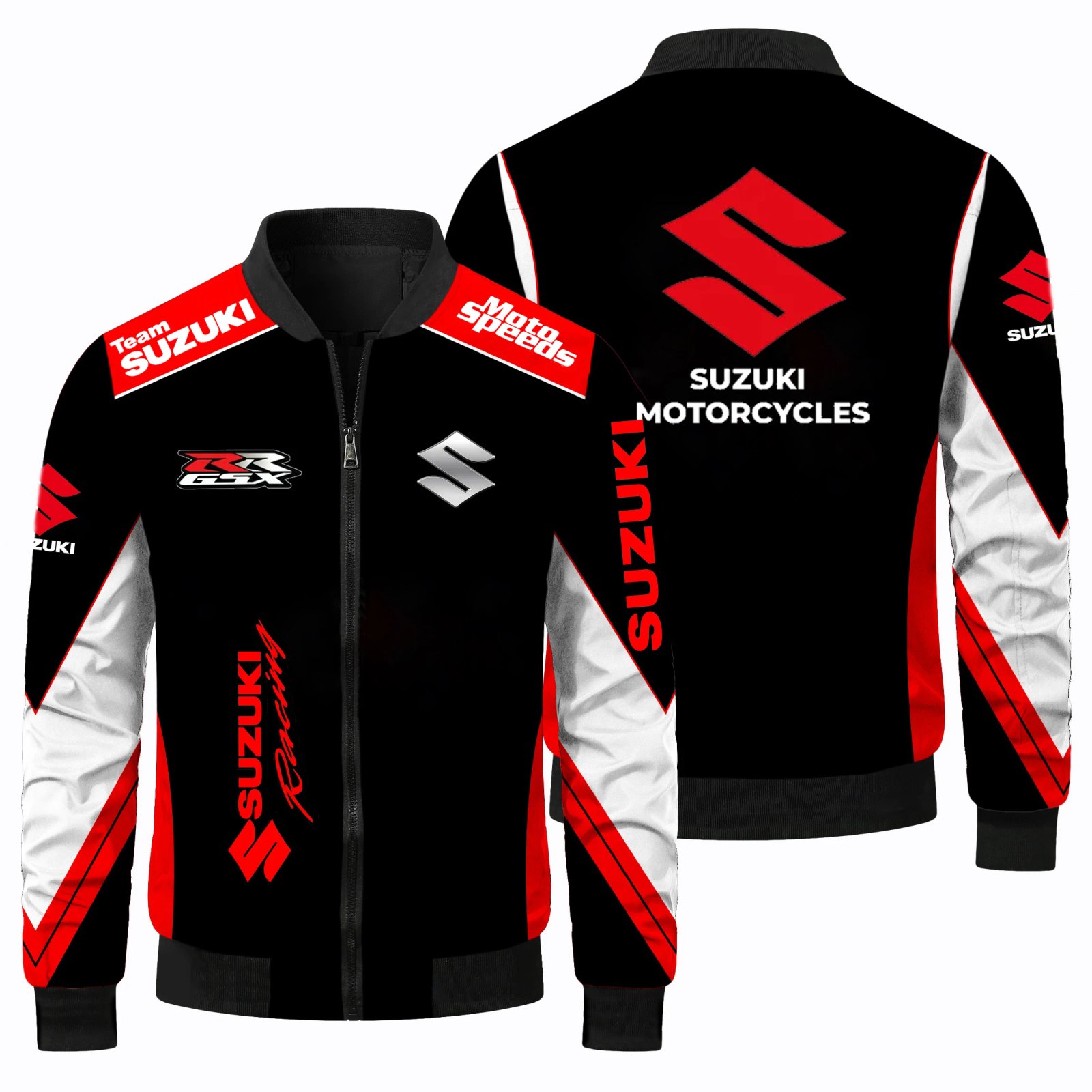 Suzuki Men's Racing Enthusiast Jacket, Autumn and Winter Motorcycle Riding Racing Suit, Suzuki Thickened Windproof Cotton Coat