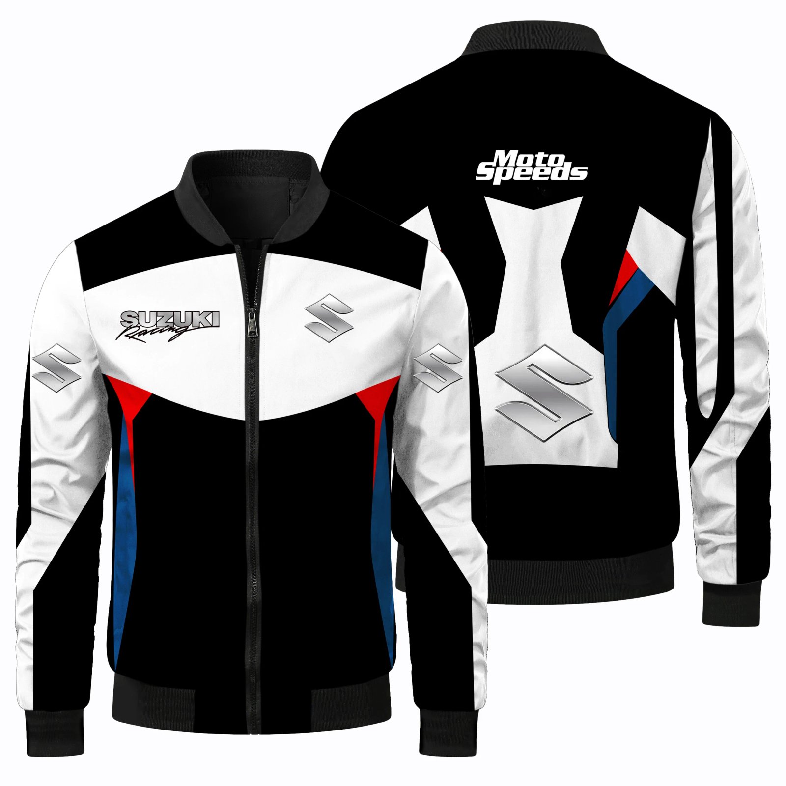 Suzuki Men's Racing Enthusiast Jacket, Autumn and Winter Motorcycle Riding Racing Suit, Suzuki Thickened Windproof Cotton Coat