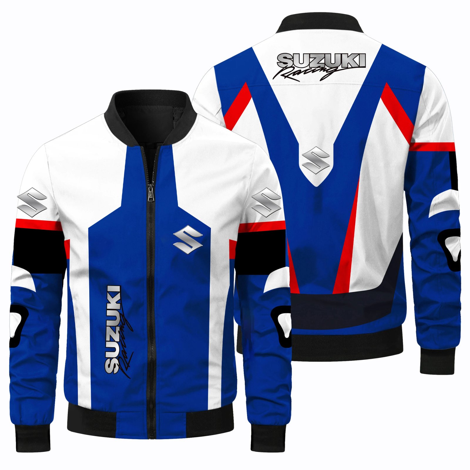 Suzuki Men's Racing Enthusiast Jacket, Autumn and Winter Motorcycle Riding Racing Suit, Suzuki Thickened Windproof Cotton Coat