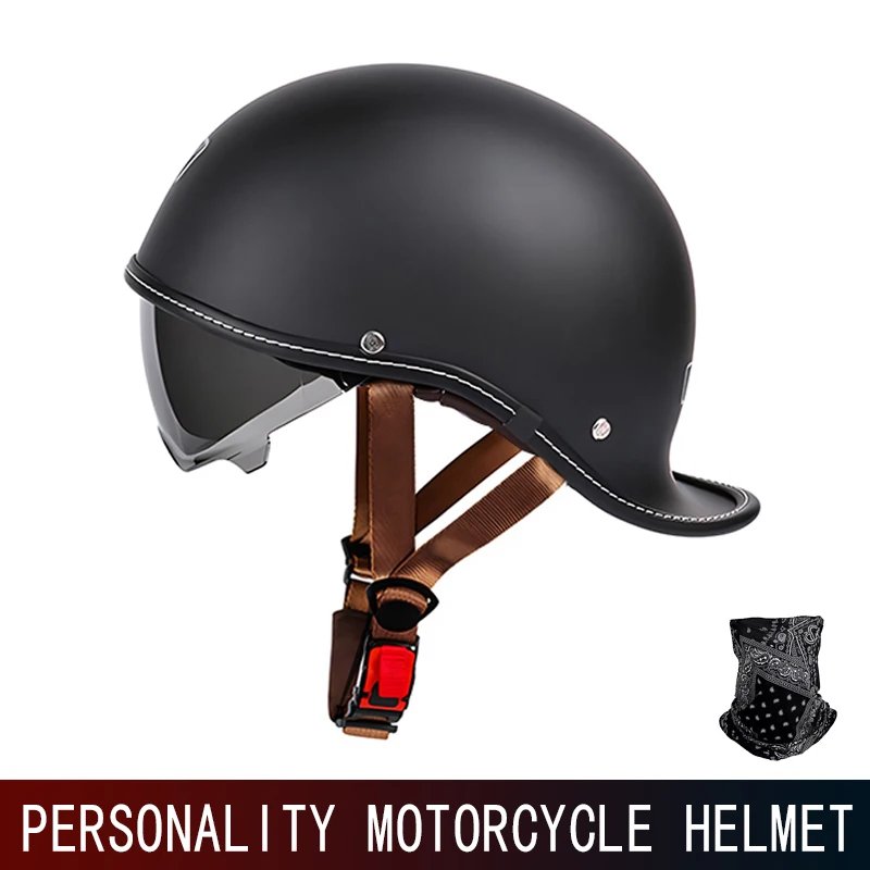 Retro helmet cocked tail motorcycle helmet for men and women Four Seasons Prince cruise helmet riding personality half helmet.