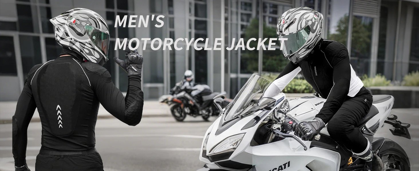 WOSAWE Men Summer Style Breathable Motorcycle Jacket Motocross Riding Jacket Night High Visible Motorbike Riding Coat