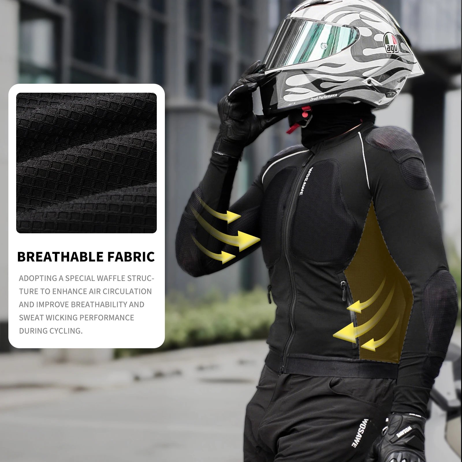 WOSAWE Men Summer Style Breathable Motorcycle Jacket Motocross Riding Jacket Night High Visible Motorbike Riding Coat