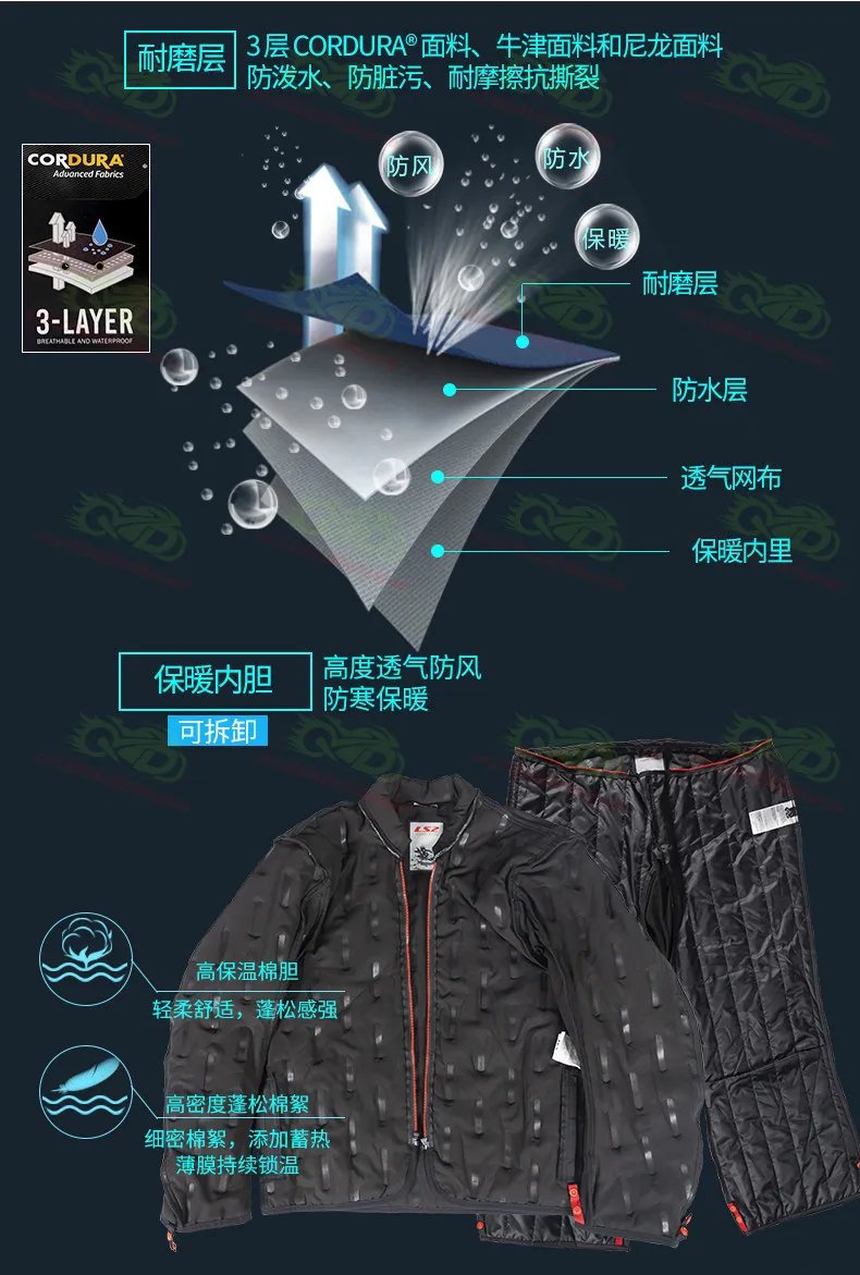 For LS2 MJ130 Motorcycle Jacket, Warm and Waterproof Off-road Jacket, Motorcycle Off-road Jacket, Motorcycle Travel  Equipment