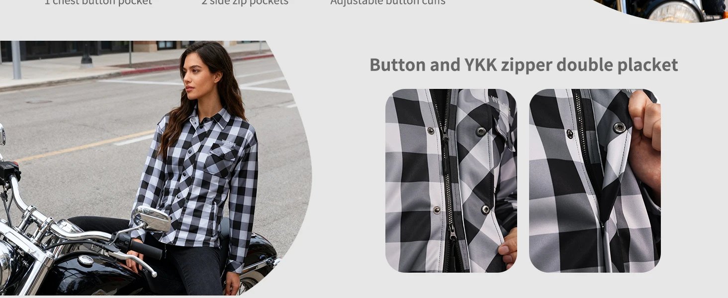 WOSAWE Men's Women's Winter Motorcycle Jacket Warm Motocross Motorbike Checkered Casual Outdoor Riding Shirts WOSAWE Men's Women's Winter Motorcycle Jacket Warm Motocross Motorbike Checkered Casual Outdoor Riding Shirts
