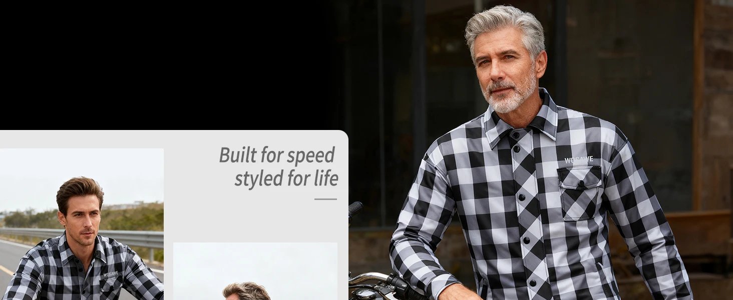 WOSAWE Men's Women's Winter Motorcycle Jacket Warm Motocross Motorbike Checkered Casual Outdoor Riding Shirts WOSAWE Men's Women's Winter Motorcycle Jacket Warm Motocross Motorbike Checkered Casual Outdoor Riding Shirts