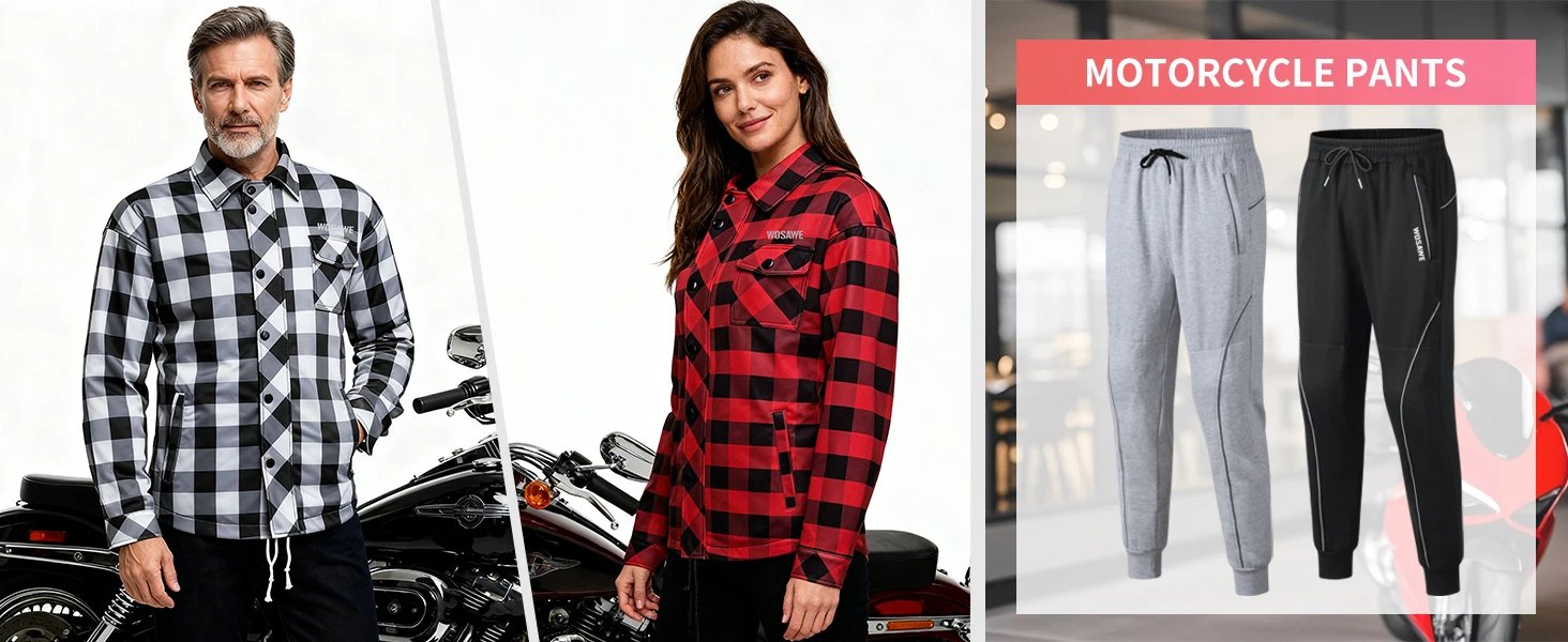 WOSAWE Men's Women's Winter Motorcycle Jacket Warm Motocross Motorbike Checkered Casual Outdoor Riding Shirts WOSAWE Men's Women's Winter Motorcycle Jacket Warm Motocross Motorbike Checkered Casual Outdoor Riding Shirts