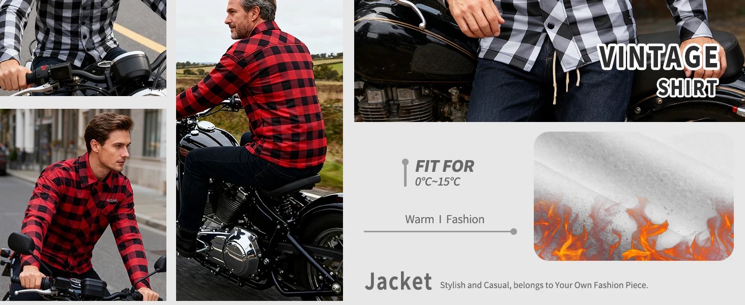 WOSAWE Men's Women's Winter Motorcycle Jacket Warm Motocross Motorbike Checkered Casual Outdoor Riding Shirts WOSAWE Men's Women's Winter Motorcycle Jacket Warm Motocross Motorbike Checkered Casual Outdoor Riding Shirts