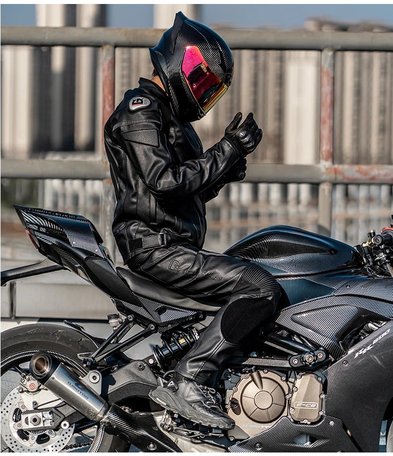 Leather Motorcycle Jacket Men Motorbike Riding Clothes Windproof Anti-Fall Motocross Jacket With Protective Gear Four Season Leather Motorcycle Jacket Men Motorbike Riding Clothes Windproof Anti-Fall Motocross Jacket With Protective Gear Four Season