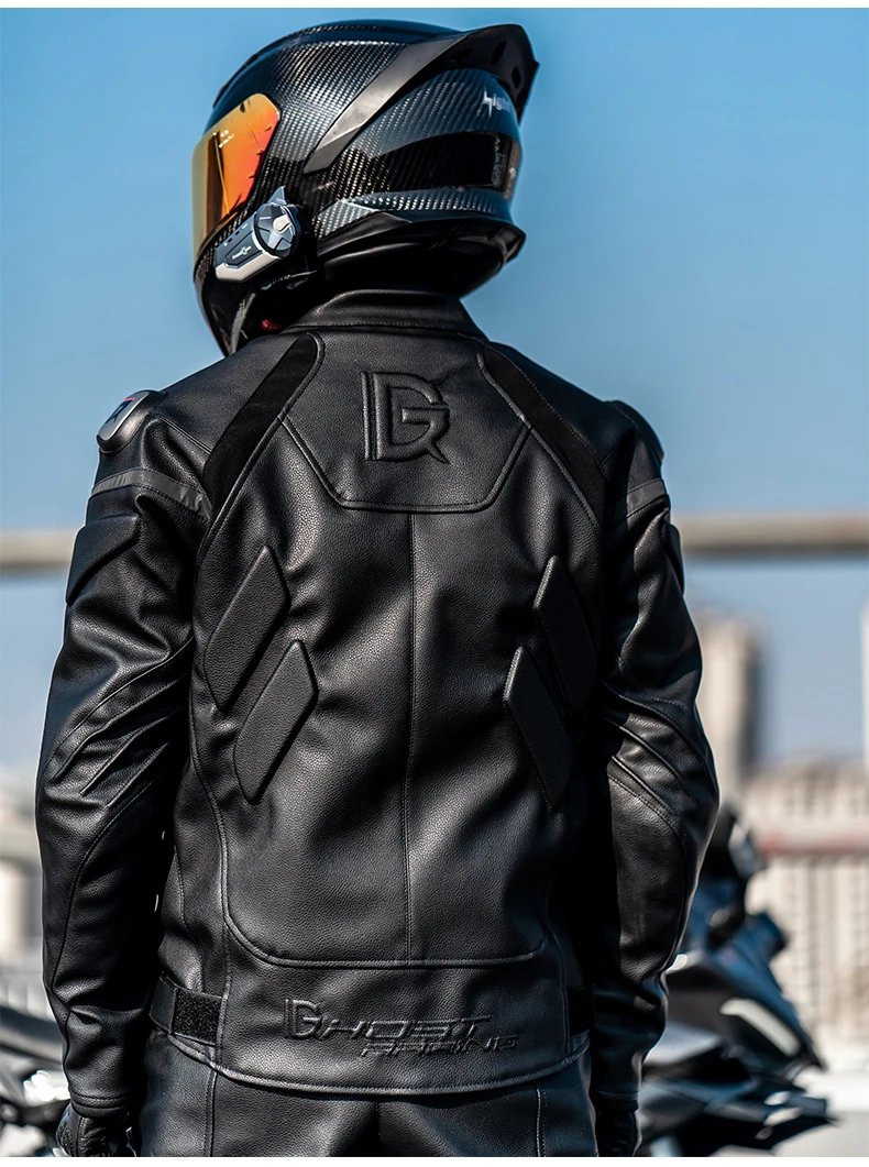 Leather Motorcycle Jacket Men Motorbike Riding Clothes Windproof Anti-Fall Motocross Jacket With Protective Gear Four Season Leather Motorcycle Jacket Men Motorbike Riding Clothes Windproof Anti-Fall Motocross Jacket With Protective Gear Four Season