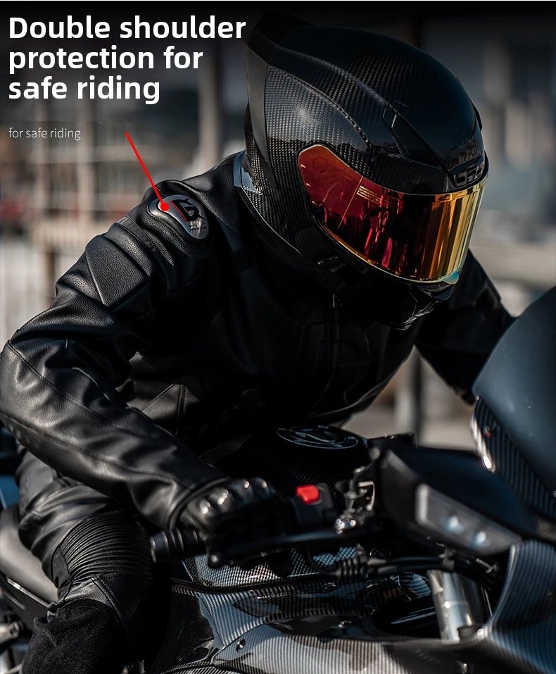 Leather Motorcycle Jacket Men Motorbike Riding Clothes Windproof Anti-Fall Motocross Jacket With Protective Gear Four Season Leather Motorcycle Jacket Men Motorbike Riding Clothes Windproof Anti-Fall Motocross Jacket With Protective Gear Four Season