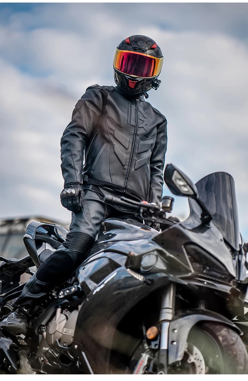 Leather Motorcycle Jacket Men Motorbike Riding Clothes Windproof Anti-Fall Motocross Jacket With Protective Gear Four Season Leather Motorcycle Jacket Men Motorbike Riding Clothes Windproof Anti-Fall Motocross Jacket With Protective Gear Four Season