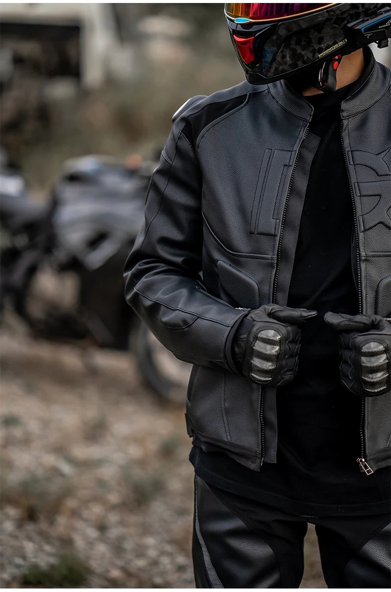 Leather Motorcycle Jacket Men Motorbike Riding Clothes Windproof Anti-Fall Motocross Jacket With Protective Gear Four Season Leather Motorcycle Jacket Men Motorbike Riding Clothes Windproof Anti-Fall Motocross Jacket With Protective Gear Four Season