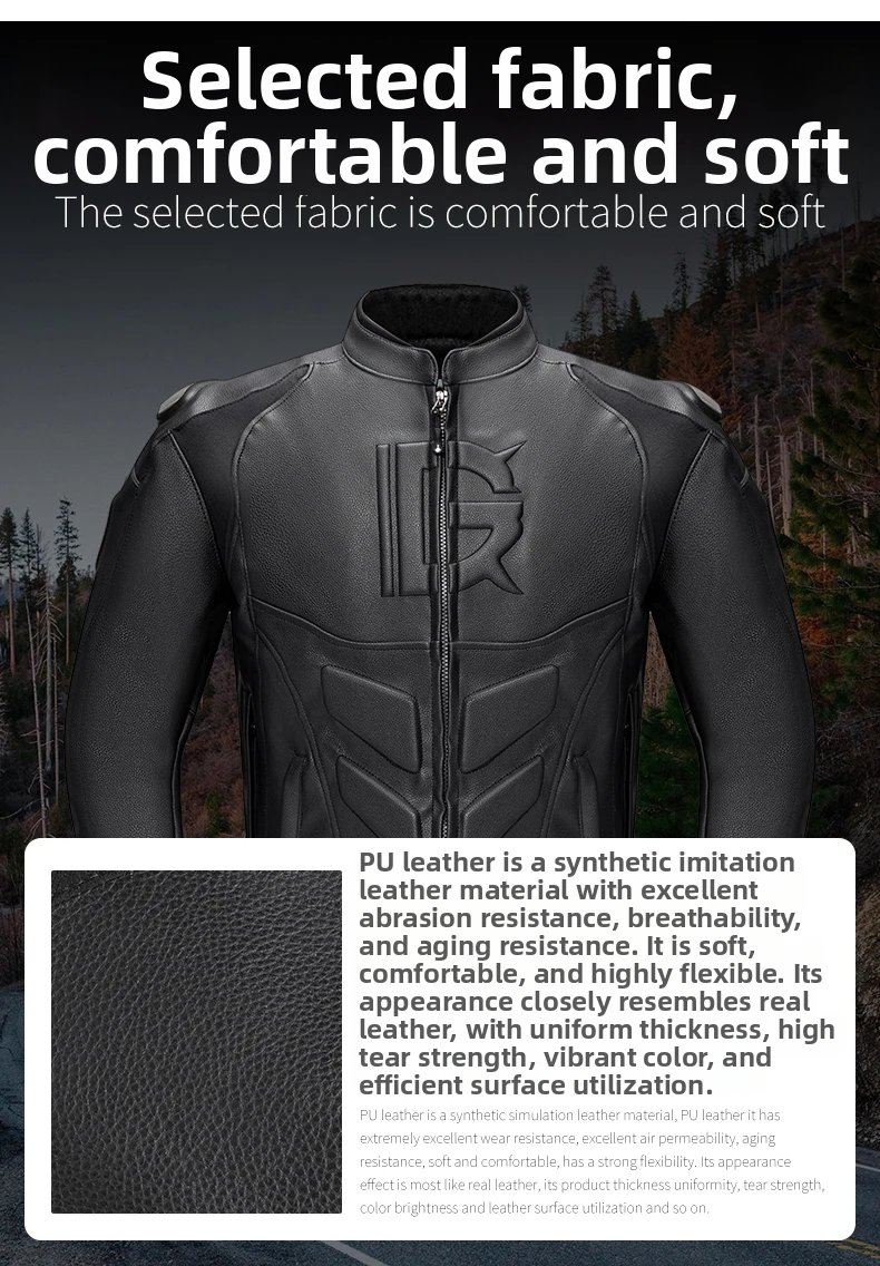 Leather Motorcycle Jacket Men Motorbike Riding Clothes Windproof Anti-Fall Motocross Jacket With Protective Gear Four Season Leather Motorcycle Jacket Men Motorbike Riding Clothes Windproof Anti-Fall Motocross Jacket With Protective Gear Four Season
