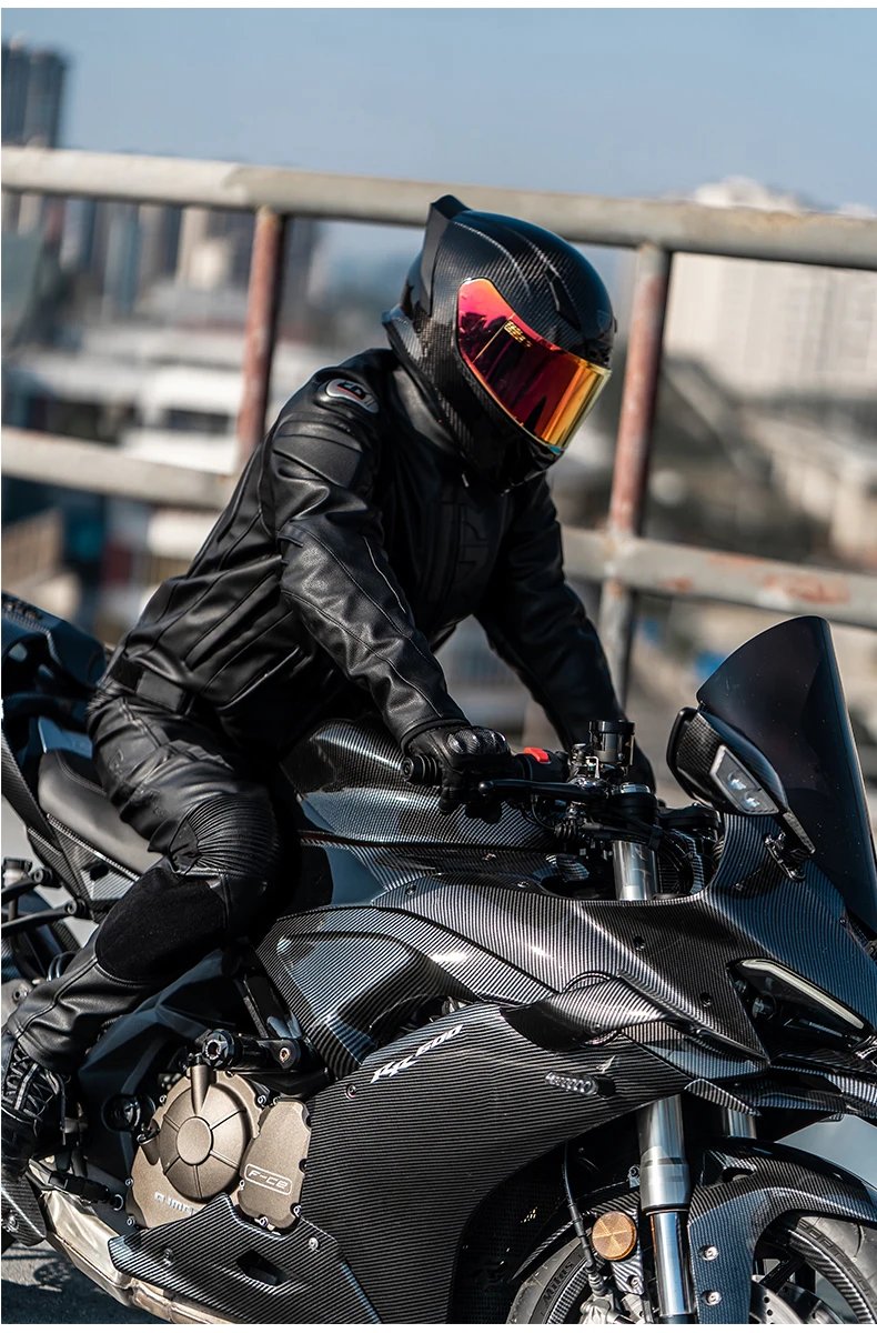 Leather Motorcycle Jacket Men Motorbike Riding Clothes Windproof Anti-Fall Motocross Jacket With Protective Gear Four Season Leather Motorcycle Jacket Men Motorbike Riding Clothes Windproof Anti-Fall Motocross Jacket With Protective Gear Four Season