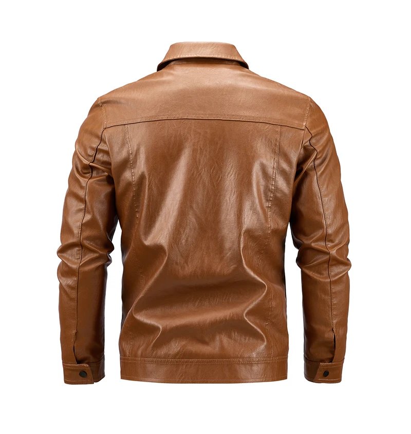 Luxury Men's Faux Leather Motorcycle Jacket Autumn Flip Collar Loose Street Motorbiker Men PU Leather Jackets Brand Man Clothing
