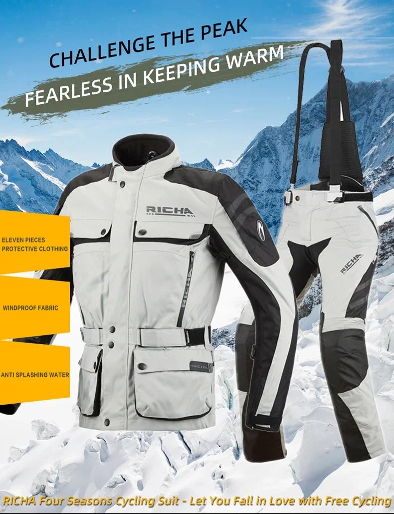 RICHA Motorcycle Jacket Pants Winter Warm Motocross Jackets Men Women Waterproof Windproof CE Anti-fall Off-Road Rally Clothing RICHA Motorcycle Jacket Pants Winter Warm Motocross Jackets Men Women Waterproof Windproof CE Anti-fall Off-Road Rally Clothing