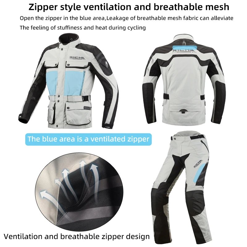 RICHA Motorcycle Jacket Pants Winter Warm Motocross Jackets Men Women Waterproof Windproof CE Anti-fall Off-Road Rally Clothing