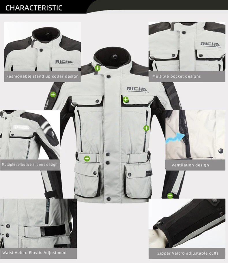 RICHA Motorcycle Jacket Pants Winter Warm Motocross Jackets Men Women Waterproof Windproof CE Anti-fall Off-Road Rally Clothing RICHA Motorcycle Jacket Pants Winter Warm Motocross Jackets Men Women Waterproof Windproof CE Anti-fall Off-Road Rally Clothing