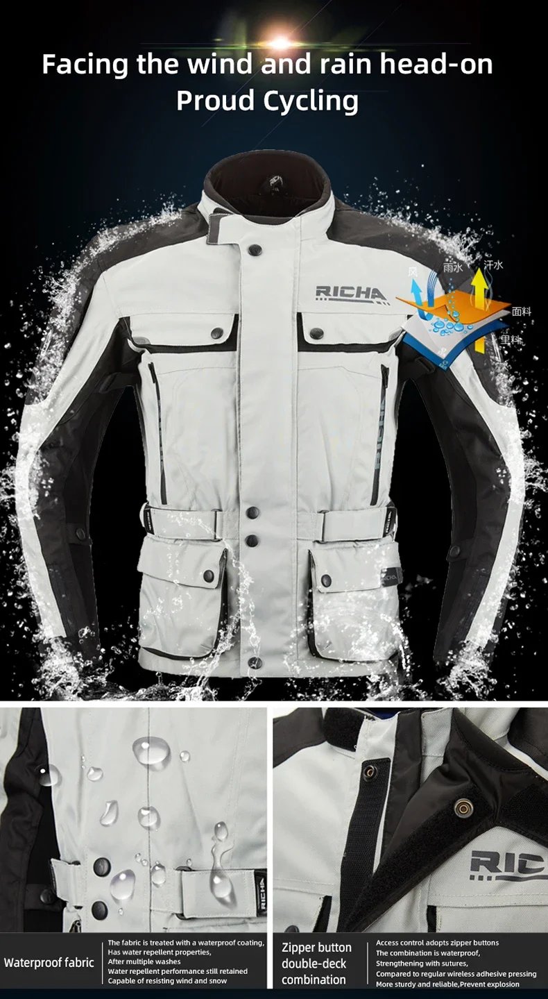 RICHA Motorcycle Jacket Pants Winter Warm Motocross Jackets Men Women Waterproof Windproof CE Anti-fall Off-Road Rally Clothing RICHA Motorcycle Jacket Pants Winter Warm Motocross Jackets Men Women Waterproof Windproof CE Anti-fall Off-Road Rally Clothing