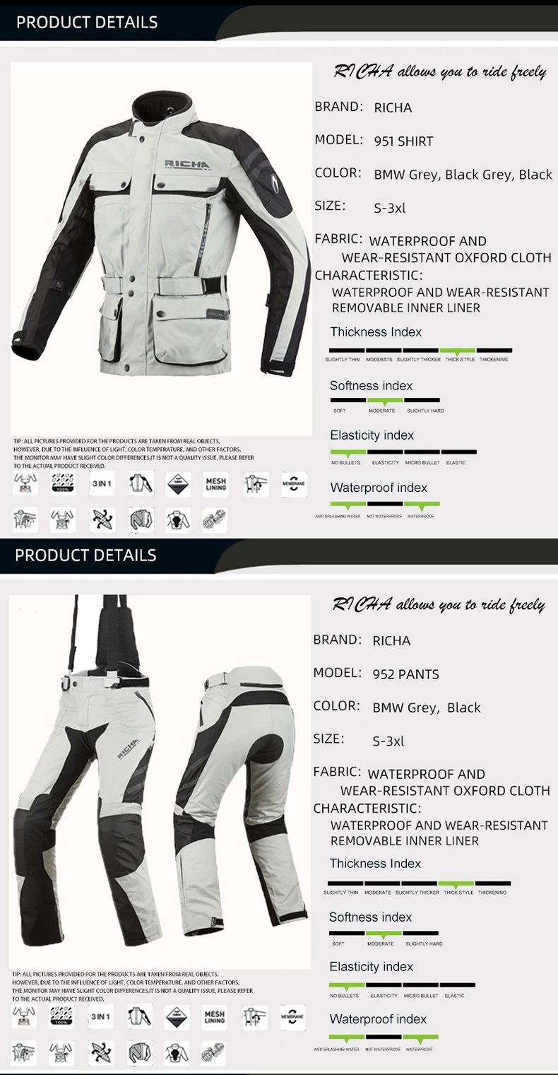 RICHA Motorcycle Jacket Pants Winter Warm Motocross Jackets Men Women Waterproof Windproof CE Anti-fall Off-Road Rally Clothing RICHA Motorcycle Jacket Pants Winter Warm Motocross Jackets Men Women Waterproof Windproof CE Anti-fall Off-Road Rally Clothing