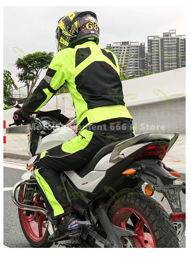 Summer Breathable Motorcycle Jacket for Men Woman Night High Visible Motorbike Riding Suits with 9pcs Protective Pads JK-21