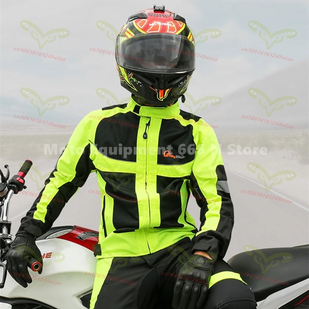Summer Breathable Motorcycle Jacket for Men Woman Night High Visible Motorbike Riding Suits with 9pcs Protective Pads JK-21