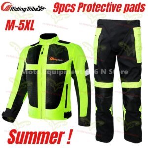 Summer Breathable Motorcycle Jacket for Men Woman Night High Visible Motorbike Riding Suits with 9pcs Protective Pads JK-21