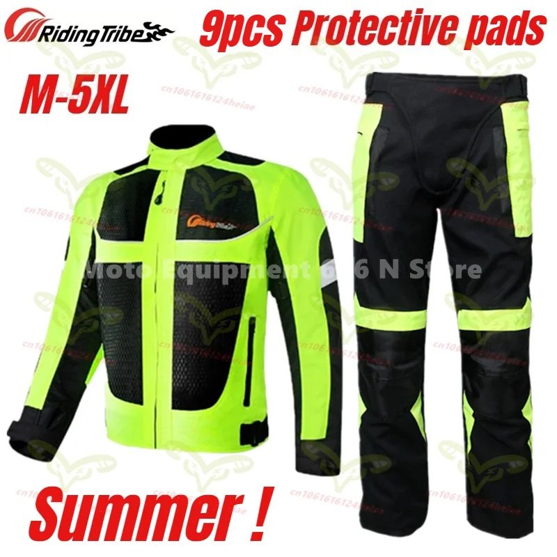 Summer Breathable Motorcycle Jacket for Men Woman Night High Visible Motorbike Riding Suits with 9pcs Protective Pads JK-21
