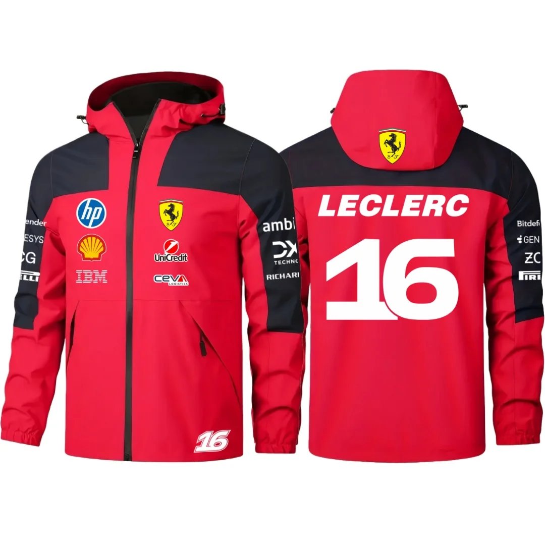2026 Ferrari F1 driver No.16 Leclerc No.44 Hamilton same jacket with number, thin jacket for spring and autumn seasons, windproo 2026 Ferrari F1 driver No.16 Leclerc No.44 Hamilton same jacket with number, thin jacket for spring and autumn seasons, windproo