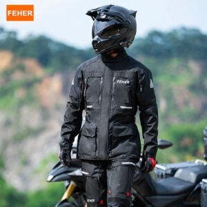 FEHER JK-065 Menās 3-Layer All Season Motorcycle Touring Suit, Windproof Waterproof Durable Riding Jacket & Pant Protective Set