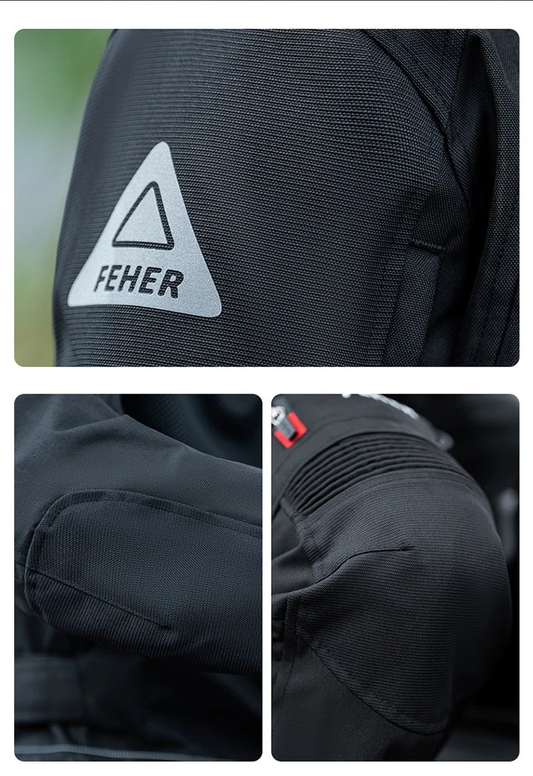 FEHER JK-065 Men's 3-Layer All Season Motorcycle Touring Suit, Windproof Waterproof Durable Riding Jacket & Pant Protective Set