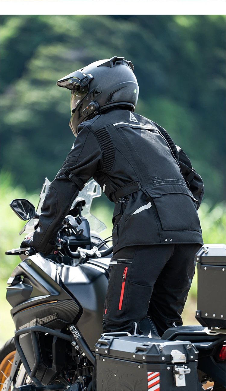 FEHER JK-065 Men's 3-Layer All Season Motorcycle Touring Suit, Windproof Waterproof Durable Riding Jacket & Pant Protective Set