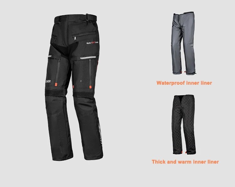 FEHER JK-065 Men's 3-Layer All Season Motorcycle Touring Suit, Windproof Waterproof Durable Riding Jacket & Pant Protective Set