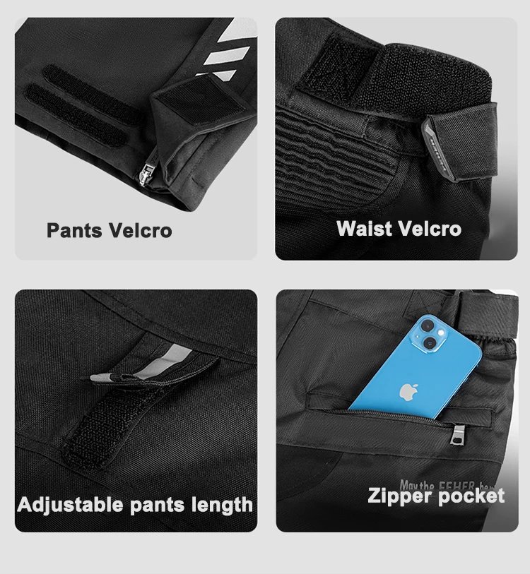 FEHER JK-065 Men's 3-Layer All Season Motorcycle Touring Suit, Windproof Waterproof Durable Riding Jacket & Pant Protective Set