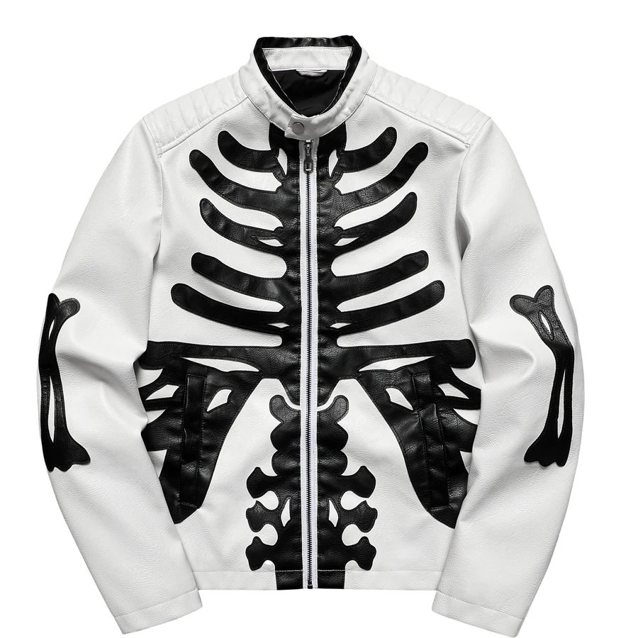 Men's Colorblock PU Leather Jacket Zipper Front Stand Collar Casual Fashion Motorcycle Coat Outerwear