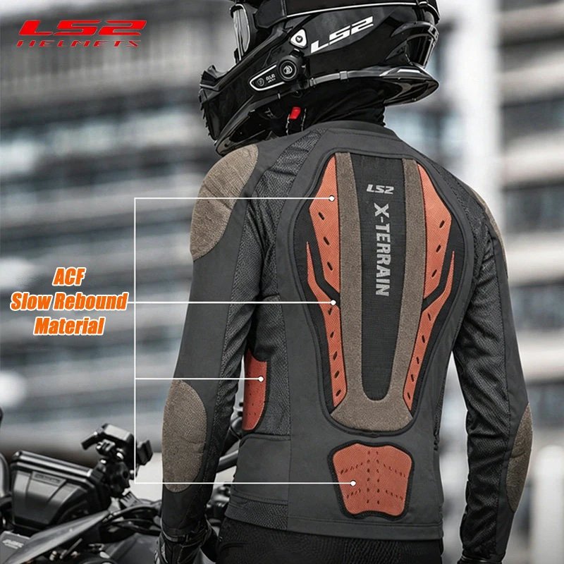 Original LS2 Motorcycle Riding Jacket LS2 X-TERRAIN Body Soft Armor Jacket Summer Breathable CE Anti-fall Wear-resistant Jacket