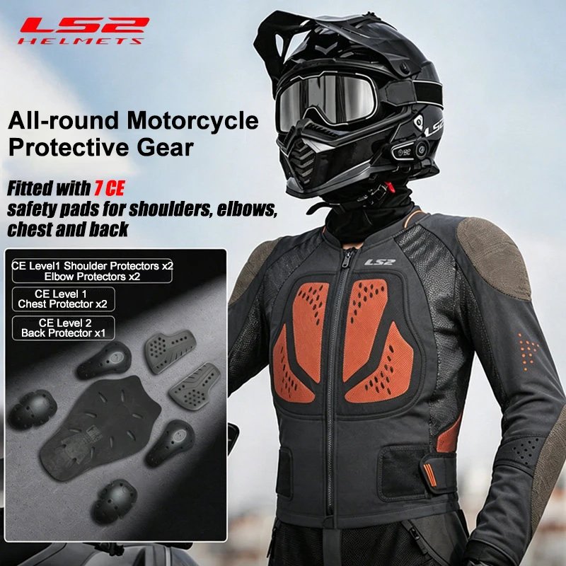Original LS2 Motorcycle Riding Jacket LS2 X-TERRAIN Body Soft Armor Jacket Summer Breathable CE Anti-fall Wear-resistant Jacket