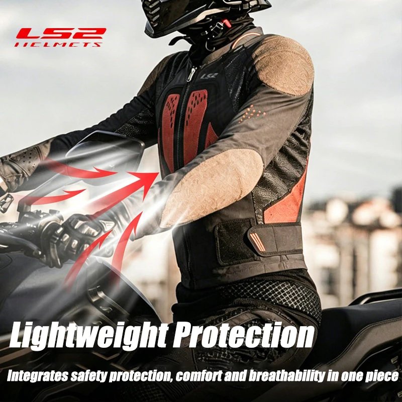 Original LS2 Motorcycle Riding Jacket LS2 X-TERRAIN Body Soft Armor Jacket Summer Breathable CE Anti-fall Wear-resistant Jacket