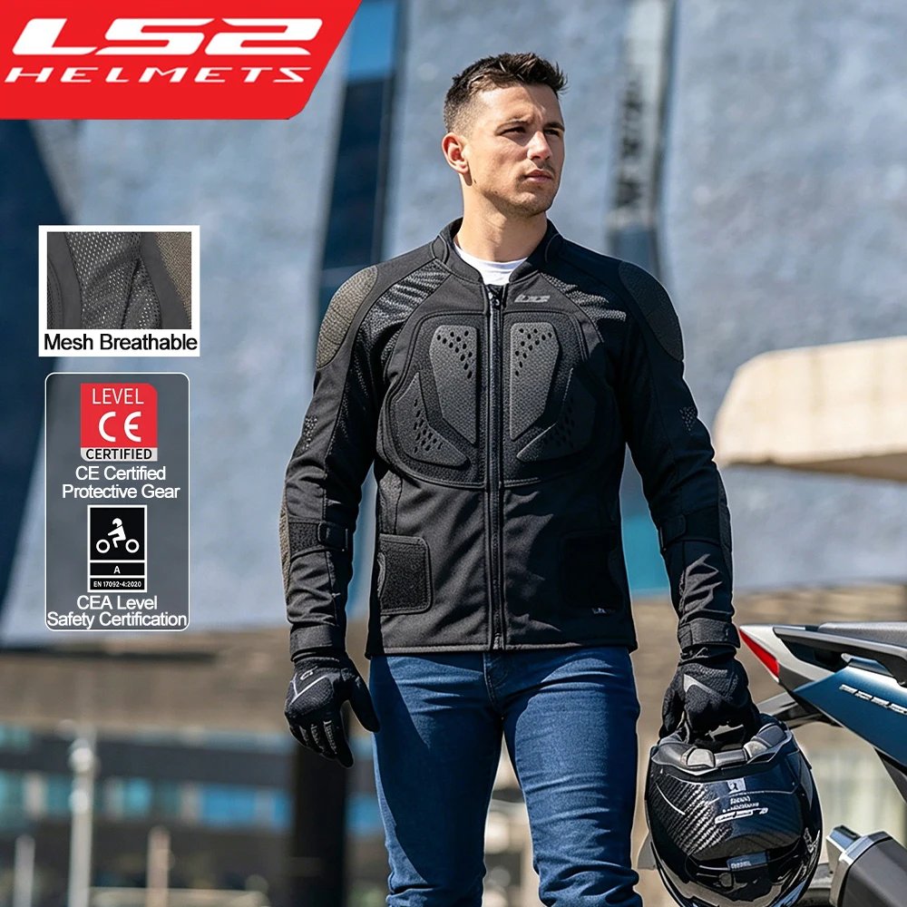 Original LS2 Motorcycle Riding Jacket LS2 X-TERRAIN Body Soft Armor Jacket Summer Breathable CE Anti-fall Wear-resistant Jacket