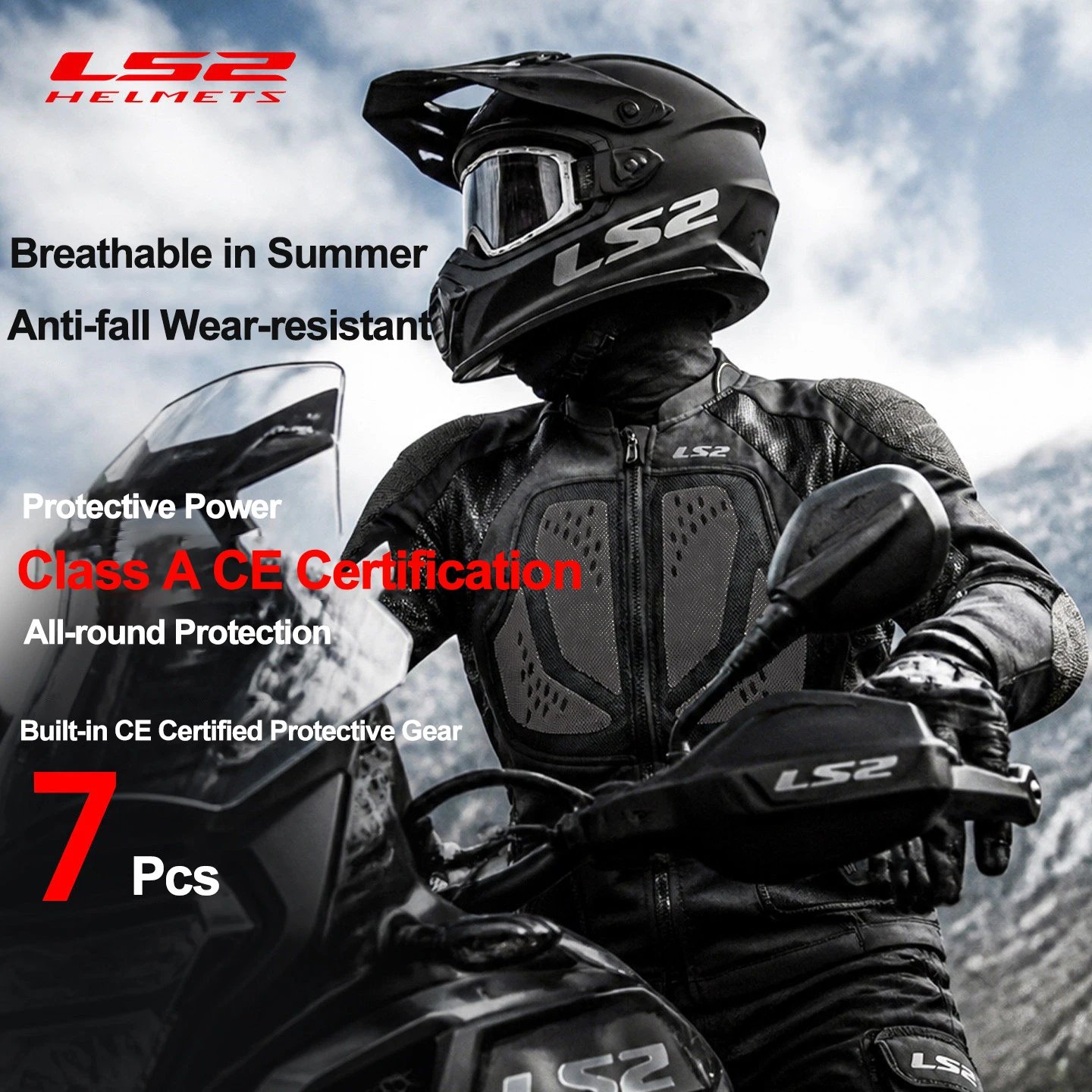 Original LS2 Motorcycle Riding Jacket LS2 X-TERRAIN Body Soft Armor Jacket Summer Breathable CE Anti-fall Wear-resistant Jacket