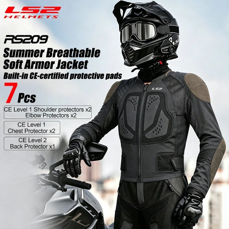 Original LS2 Motorcycle Riding Jacket LS2 X-TERRAIN Body Soft Armor Jacket Summer Breathable CE Anti-fall Wear-resistant Jacket