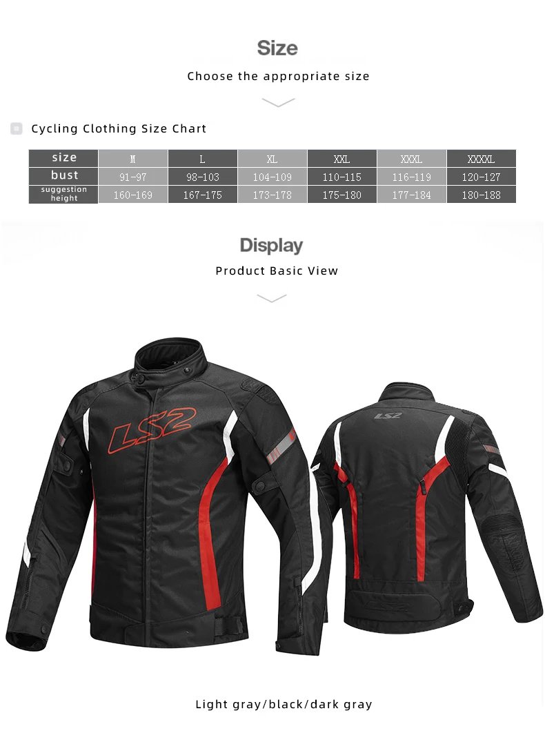 Original LS2 Motorcycle Jacket Winter Warm Waterproof Motorbike Jacket CE Anti-fall Wear-resistant Off-Road Cycling Coat Jackets