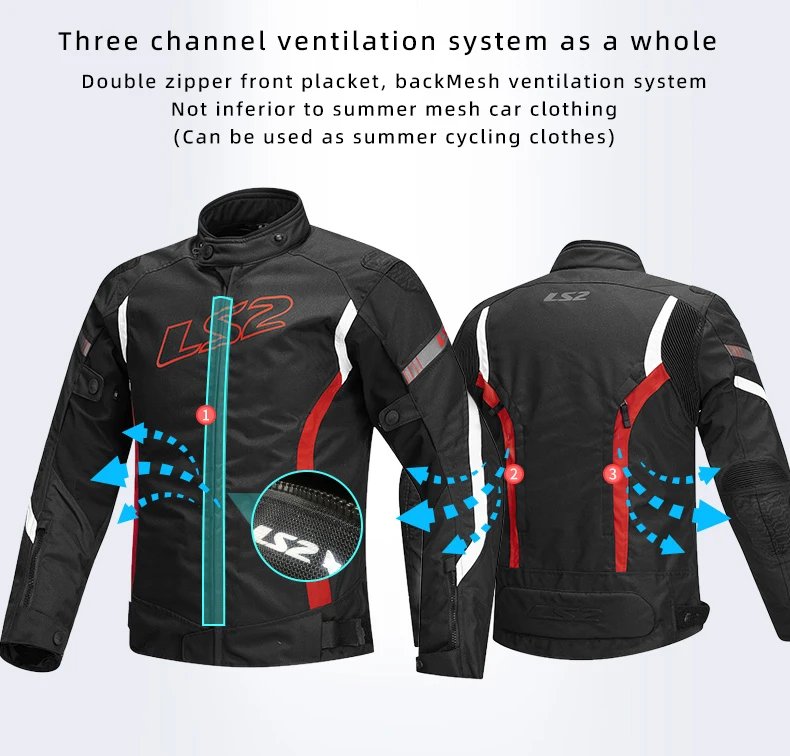 Original LS2 Motorcycle Jacket Winter Warm Waterproof Motorbike Jacket CE Anti-fall Wear-resistant Off-Road Cycling Coat Jackets