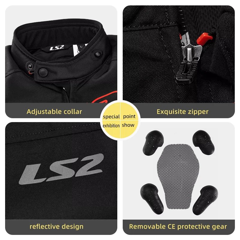 Original LS2 Motorcycle Jacket Winter Warm Waterproof Motorbike Jacket CE Anti-fall Wear-resistant Off-Road Cycling Coat Jackets