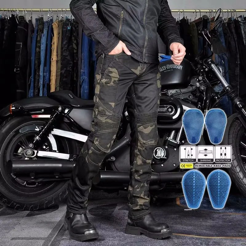 Camo Dual Spring Summer Riding Collection Classic Denim PK720 Motorcycle Pants Motocicleta Elastic Fit Jeans 4 Gears Choice