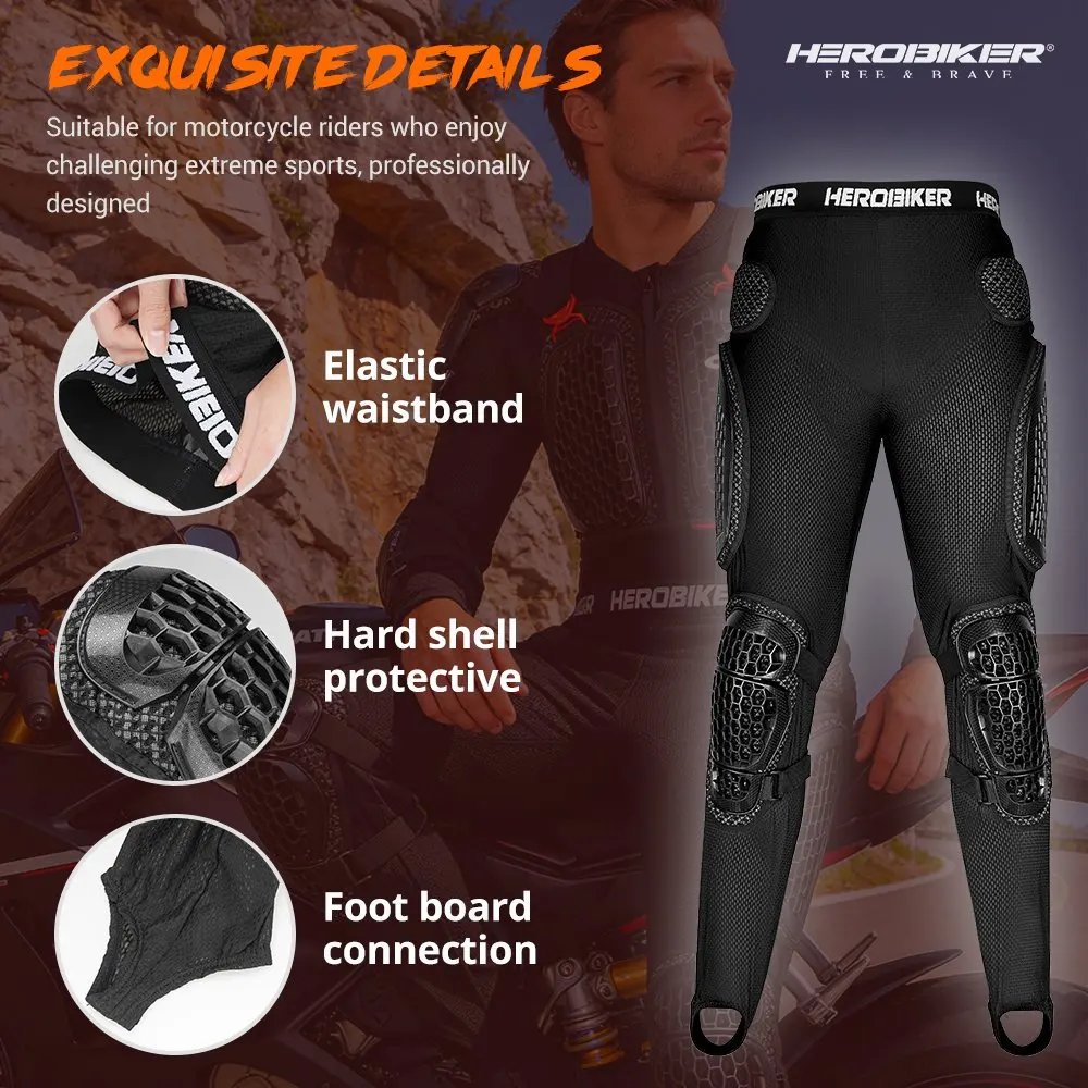 Men's Motorcycle Armor Trousers Summer Motocross Pants Long Armor Knee Crotch Hip Protection Motorbike Riding Racing Equipment